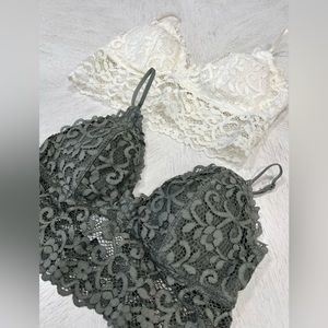 2 Oysho lace bralettes.